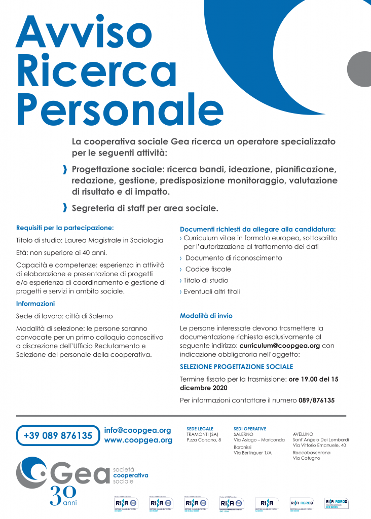 Avviso Ricerca Personale