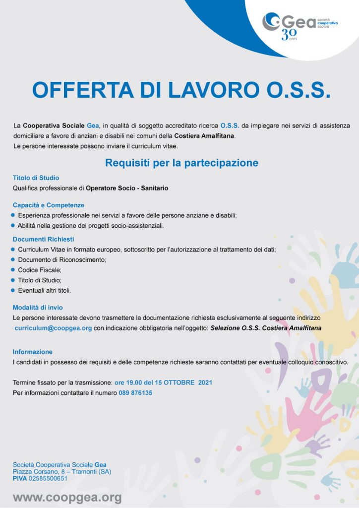 OFFERTA DI LAVORO O.S.S.