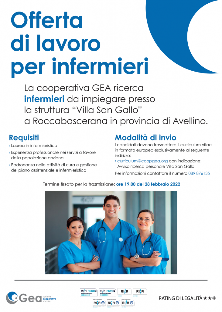 Offerta di lavoro per infermieri