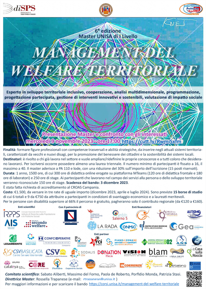 Master UNISA Management del Welfare Territoriale